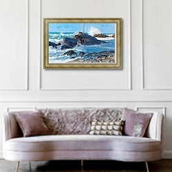 «Stormy Seas on a Rocky Coast» в интерьере гостиной в классическом стиле над диваном