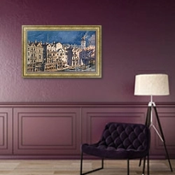 «La Cité entre le pont Notre Dame et le pont au Change en 1621» в интерьере в классическом стиле в фиолетовых тонах