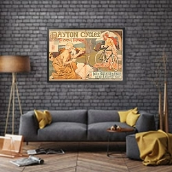 «Dayton Cycles» в интерьере в стиле лофт над диваном