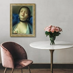 «Portrait of a Woman 11» в интерьере в классическом стиле над креслом