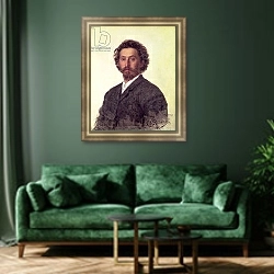 «Self Portrait, 1887 2» в интерьере зеленой гостиной над диваном