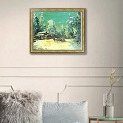 «Тройка проезжает мимо общежития ночью» в интерьере в классическом стиле в светлых тонах