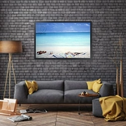 «Sun, Sand and Money II» в интерьере в стиле лофт над диваном