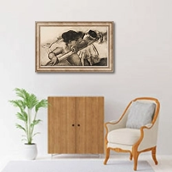 «En nage» в интерьере в классическом стиле над комодом