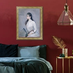 «Portrait of Marie Jeanne Gouzien, 1888/9» в интерьере спальни с акцентной стеной