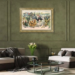 «Poultry» в интерьере гостиной в оливковых тонах