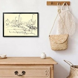 «Zeilbootjes bij Uitdam.» в интерьере в стиле ретро над комодом