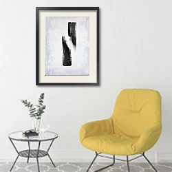 «Symbols. Meeting» в интерьере комнаты в скандинавском стиле с желтым креслом