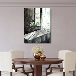 «Акварель. Букет у окна» в интерьере столовой в классическом стиле