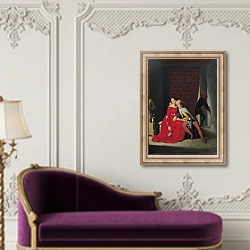 «Gianciotto Discovers Paolo and Francesca, 1814» в интерьере в классическом стиле над банкеткой