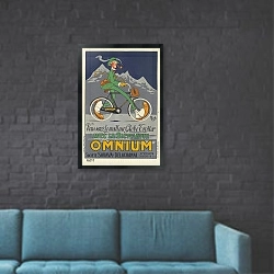 «Vous serez le meilleur Globe Trotter avec la bicyclette Omnium» в интерьере в стиле лофт с черной кирпичной стеной