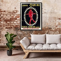 «Lampe Osmine» в интерьере гостиной в стиле лофт над диваном