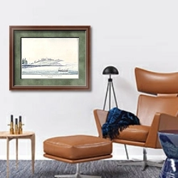 «Port Townshend, Strait of Georgia» в интерьере кабинета с кожаным креслом