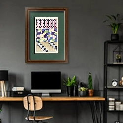 «Портфолио с абстрактными рисунками, стр.28» в интерьере кабинета с серыми стенами