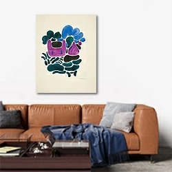 «Abstraction Based on Flower Forms, III» в интерьере современной гостиной над диваном