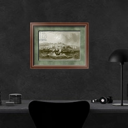 «Tangier» в интерьере кабинета в черных цветах над столом