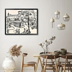 «Главный вокзал в Дрездене» в интерьере столовой в стиле ретро