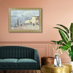 «The Cliffs at Dieppe and the 'Petit Paris'» в интерьере классической гостиной над диваном