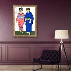 «Unidentified picture of Japanese man and woman» в интерьере в классическом стиле в фиолетовых тонах