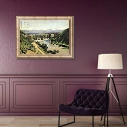 «Narni, The Bridge of Augustus over the Nera» в интерьере в классическом стиле в фиолетовых тонах