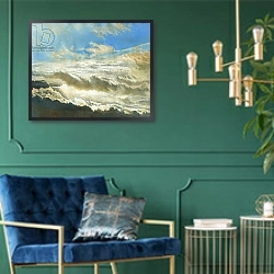 «Light revealed, 2013,» в интерьере в классическом стиле с зеленой стеной