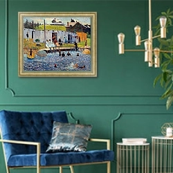 «Время купания, Честер, Новая Шотландия» в интерьере в классическом стиле с зеленой стеной