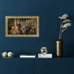 «Christ with the Doctors in the Temple, 1548» в интерьере в классическом стиле в синих тонах