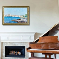 «View Of The Bay Of Rub Alto» в интерьере классической гостиной над камином