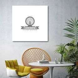 «Лондонская колесо обозрения: Символ столицы Великобритании» в интерьере современной гостиной с желтым креслом