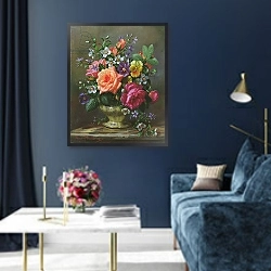 «AB111/2 Roses and pansies» в интерьере в классическом стиле в синих тонах