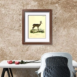 «Серна Antilope Rupicapra» в интерьере кабинета с песочной стеной над столом