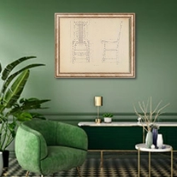 «Drawing of a Chair» в интерьере гостиной в зеленых тонах