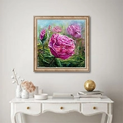 «Розовые пионы» в интерьере в классическом стиле над столом