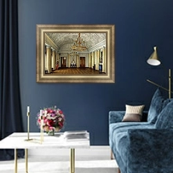 «Виды залов Зимнего дворца. Арапский зал или Большая столовая» в интерьере гостиной в оливковых тонах