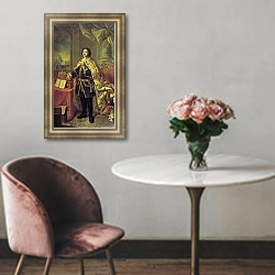 «Портрет Петра I 5» в интерьере в классическом стиле над креслом