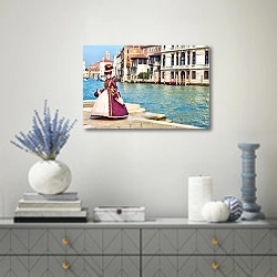 «Италия. Каравал в Венеции» в интерьере современной гостиной с голубыми деталями