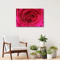 «Красная роза макро №3» в интерьере современной комнаты над креслом