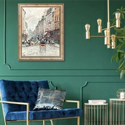 «Rue de Seine, towards the Grand Palais, Paris» в интерьере в классическом стиле с зеленой стеной