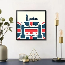 «Лондон, символы Англии 6» в интерьере в стиле ретро над столом
