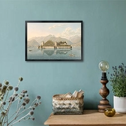 «Vue de L’Isola Bella» в интерьере в стиле ретро с бирюзовыми стенами