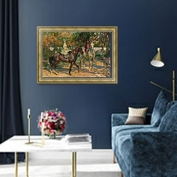 «Утренняя прогулка верхом» в интерьере в классическом стиле в синих тонах