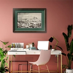 «Artist's impression of Athens, at the time of the Emperor Hadrian, from 'El Mundo Ilustrado', 1880» в интерьере современного кабинета в розовых тонах