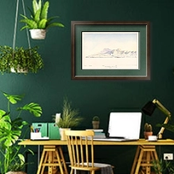 «Пунта-дель-Гада с якорной стоянки; Азорские острова» в интерьере кабинета с зелеными стенами