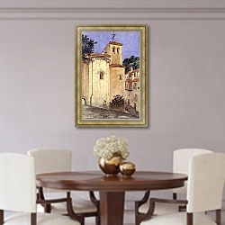 «Church at Segovia, Spain» в интерьере столовой в классическом стиле