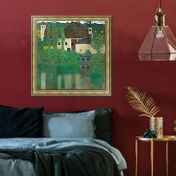 «Water Castle» в интерьере спальни с акцентной стеной