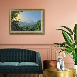 «Тунское озеро после Низена» в интерьере классической гостиной над диваном