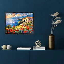 «Dreamy poppies» в интерьере в классическом стиле в синих тонах