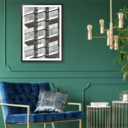 «Lambeth Towers_Sepia» в интерьере в классическом стиле с зеленой стеной