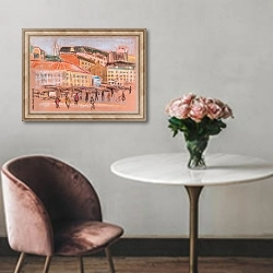 «Людная площадь Москвы» в интерьере в классическом стиле над креслом