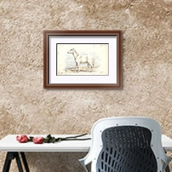 «Villous Horse, Primeval White Stock» в интерьере кабинета с песочной стеной над столом